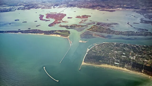 Aerial view of the Venetian Lagoon and its islands