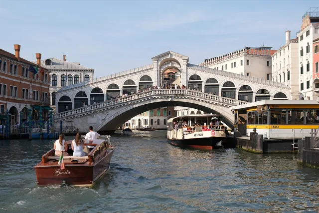 The Rialto Bridge crossing the Grand Canal