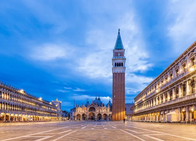 St Mark’s Square and its campanile at blue hour